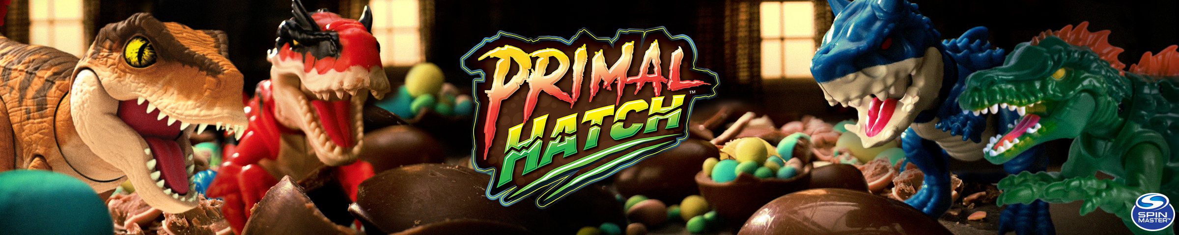 Primal Hatch T-Rex and Megalodon banner